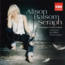 Cover art, Seraph (Trumpet Concertos), Arutiunian / MacMillan / Zimmermann, Alison Balsom, trumpet; Scottish Ensemble (Jonathan Morton, leader); BBC Scottish Symphony Orchestra / Lawrence Renes