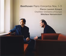 Cover art, Piano Concertos Nos. 1-5, Beethoven, Pierre-Laurent Aimard, piano; Chamber Orchestra of Europe / Nikolaus Harnoncourt