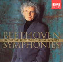 Cover art, Symphonies Nos. 1-9, Beethoven, Barbara Bonney, Birgit Remmert, Kurt Streit, Thomas Hampson; City of Birmingham Symphony Orchestra Chorus; Vienna Philharmonic Orchestra / Sir Simon Rattle