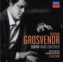 Cover art, Piano Concertos Nos. 1 & 2, Frédéric Chopin, Benjamin Grosvenor, piano; Royal Scottish National Orchestra / Elim Chan