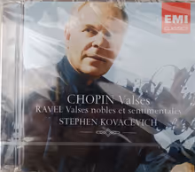 Cover art, Waltzes / Valses Nobles et Sentimentales, Chopin / Ravel, Stephen Kovacevich, piano