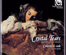 Cover art, Crystal Tears, Works by Dowland & his contemporaries, Various (Dowland, Byrd, Bennet, Ferrabosco, Johnson), Andreas Scholl, countertenor; Julian Behr, lute; Concerto di Viole