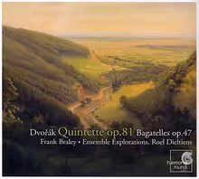 Cover art, Piano Quintet, Op.81, Dvořák, Frank Braley, piano; Ensemble Explorations; Roel Dieltiens, cello