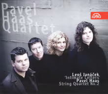 Cover art, String Quartet No. 2 (Haas) / String Quartet No. 2 'Intimate Letters' (Janáček), Haas / Janáček, Pavel Haas Quartet; Colin Currie, percussion