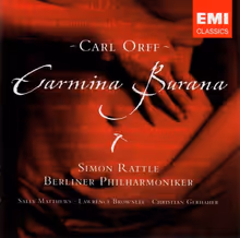 Cover art, Carmina Burana, Orff, Sally Matthews, Lawrence Brownlee, Christian Gerhaher; Rundfunkchor Berlin; Berlin Philharmonic Orchestra / Simon Rattle