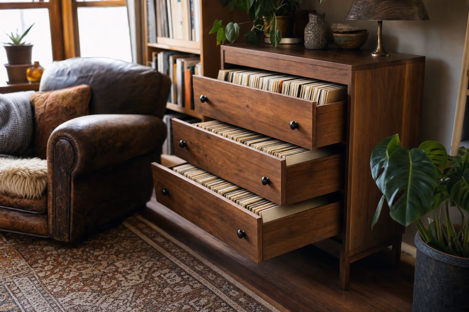Vinyl storage cabinets & furniture for real rooms