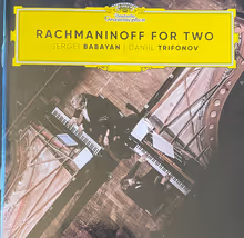 Cover art, Rachmaninoff for Two, Sergei Rachmaninov, Daniil Trifonov, Sergei Babayan, pianos